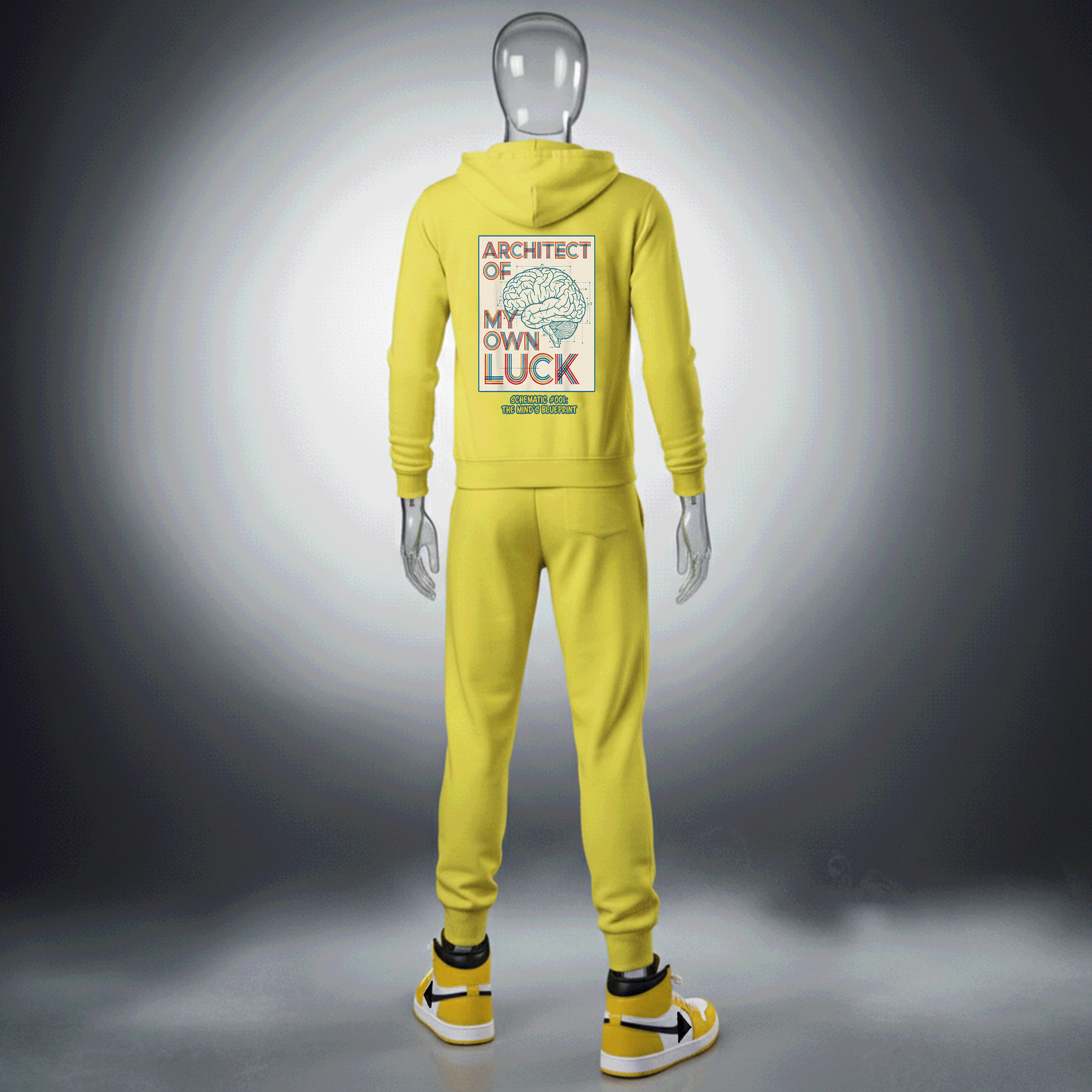 Architect of Luck Yellow Premium Cotton Full-zip Hoodie by Hyperphanta - Shadow Embracer Streetwear Collection